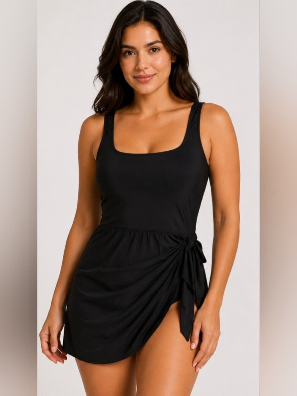 Old Navy Square Neck Bathing Suit Swim Dress Sz XS Stretch Womens Tie Side